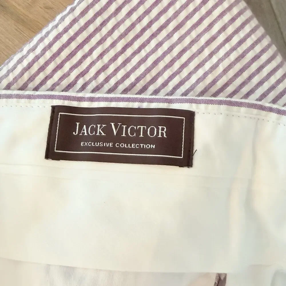 Jack Victor Mens 32x30 Seersucker Dress Pants Purple Stripe Kentucky Derby prep